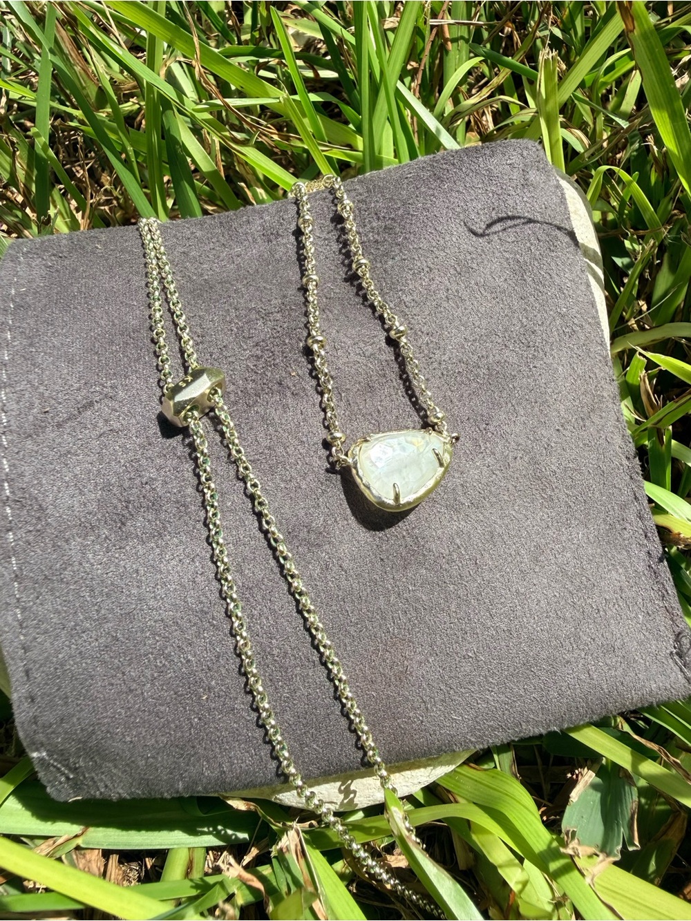 Kendra Scott Gold-Tone Necklace with Pale Stone Pendant